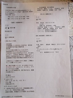 この日のカルテ。