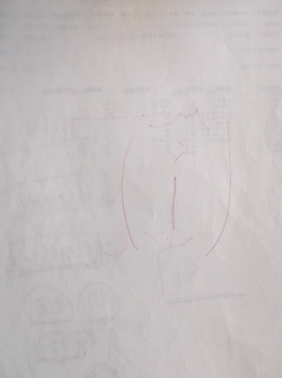 血液検査の結果の裏側に、手術痕のイラストを描きました。。